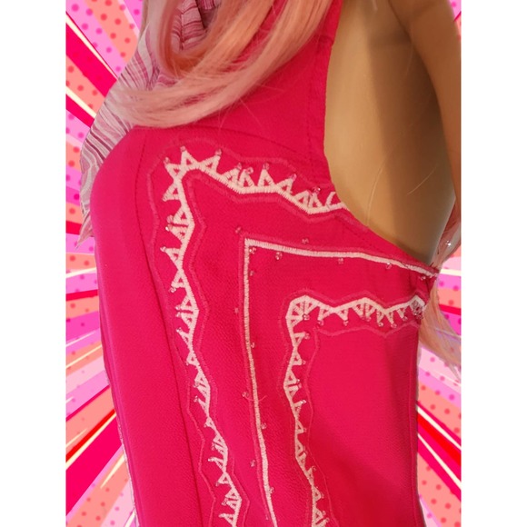 Vintage Hot Pink Sleeveless Pixley Top w/ Stitching Sz L - Picture 4 of 7